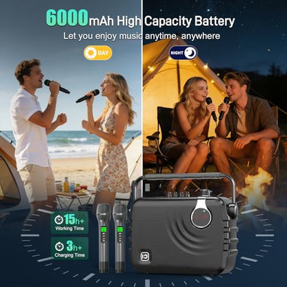 SHIDU 150W Portable PA System Bluetooth Speaker with 2 Wireless Microphones | Voice Amplifier Karaoke Machine for Adults, Support Guitar/USB/TF/Aux Input, Professional Speaker for Teaching Events Party