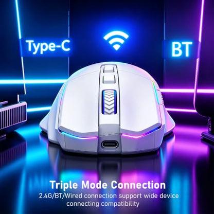 Redragon M602 Griffin Wireless RGB Gaming Mouse Tri-Mode 8000DPI - White - color: White