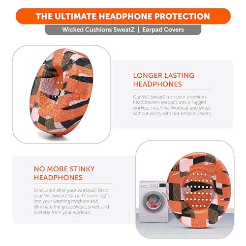WC SweatZ Studio - Patented Covers for Beats Studio 3 (A1914) & 2 (B0500) | Made by Wicked Cushions | Made with Premium Silicone | Also fits B0501 | Orange Prism - color: Orange Prism