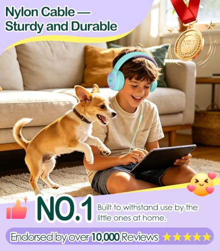 INFURTURE Kids Headphone for School with Microphone, 3.5mm Wired Headphone | Adjustable for Boys/Girls, Soft Ear Muffs, Volume Limit, Foldable, Lightweight On-Ear Headphones for ipad/Travel/Tablet - color: Green