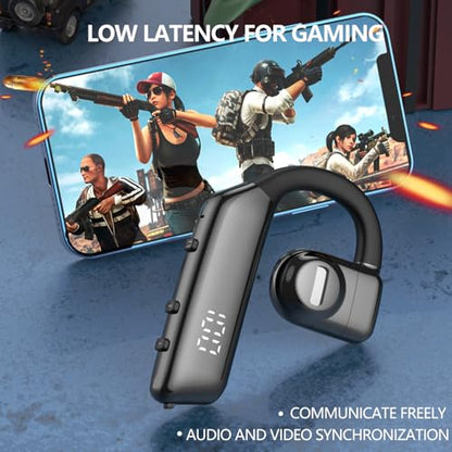 Bluetooth earpiece V5.3 Single Ear Bluetooth Headset, with Noise Cancellation and Microphone Compatible, Talk time of 30 Hours Bluetooth Phone Headset, Available for iPhone and Android.