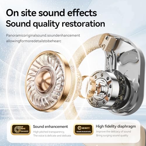 Open Ear Earbuds Bluetooth Wireless Headphones with LED Power Display, 48h Playtime, IPX6 Waterproof Comfortable for Workout, Running, Cycling(Skin) - color: Skin