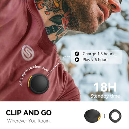 ANCwear Wearable Bluetooth Speaker with Clip, 3-Way Portable Mini Speaker | 60g wearable speaker for work, walking and travel with wristband, clip and hanger, IPX6 splash resistance and 9.5H playtime - color: Black
