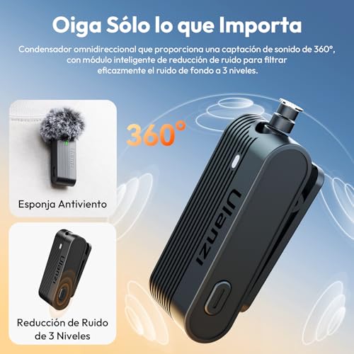 ULANZI A100 Wireless Lavalier Microphone Lapel Mic for Camera and Phone w USB C/3.5mm/Plug, 32KHz 16Bit, Noise Cancellation, 13.5-Hour Battery, Clip on Microphone for Video Podcast Vlog YouTube
