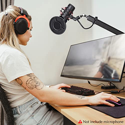 SUNMON Pop Filter with 360° Gooseneck L-Clip, 6-Layer Wind Pop Screen