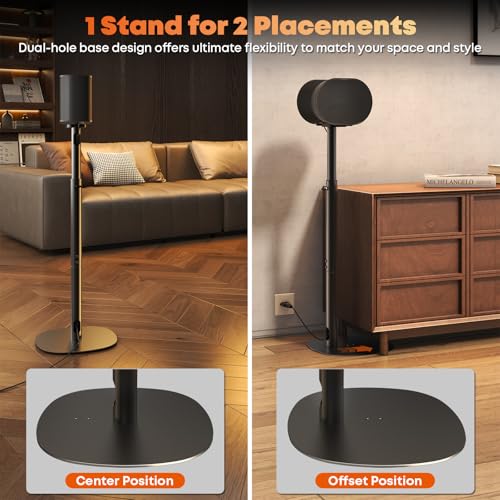 Single Speaker Stand for Sonos Era 100, 100 SL & Era 300, Hidden Cable | Set of 1, Easy to Assemble, Sturdiness, 29.1–39'' Height Adjustable, Two Base Mounting Design, Max holds 11lbs, Black - color: Black, size: 1 Pack