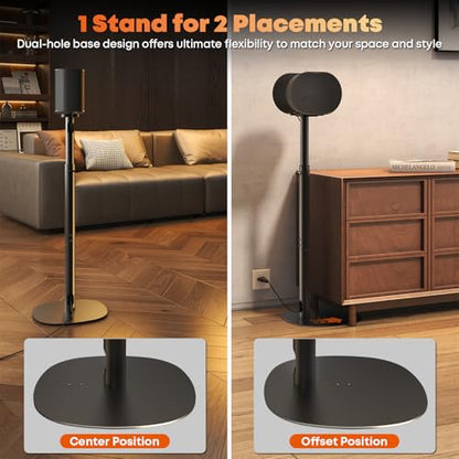 Single Speaker Stand for Sonos Era 100, 100 SL & Era 300, Hidden Cable | Set of 1, Easy to Assemble, Sturdiness, 29.1–39'' Height Adjustable, Two Base Mounting Design, Max holds 11lbs, Black - color: Black, size: 1 Pack