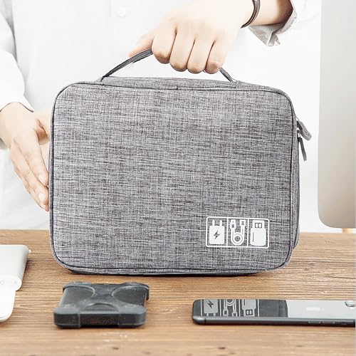 Organizer Case Small Electronic Devices USB Charger Accessories Mouse Phone Cable SD Power Bank Earphone - color: Large-Sky Blue