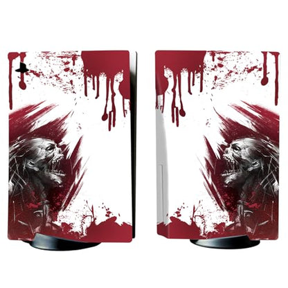 PlayVital Full Set Skin Decal for ps5 Console Disc Edition, Vinyl Sticker Decal Cover for ps5 Controller & Charging Station & Headset & Media Remote - Blood Zombie - color: Blood Zombie