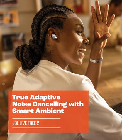 JBL Live Free 2 TWS - Noise Cancelling Earbuds - Black | JBL Signature Sound, True Adaptive Noise Cancelling with Smart Ambient, 35 728 hours of playback with wireless charging - color: Black