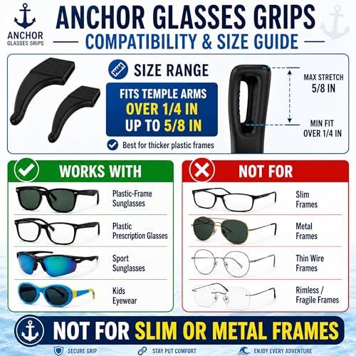 3 Pack - Sunglasses Retainer Anti-Slip Glasses Grip Ear Hook Eyeglasses Anti-Slip Temple Tip Glasses Holder (Black) - color: Black