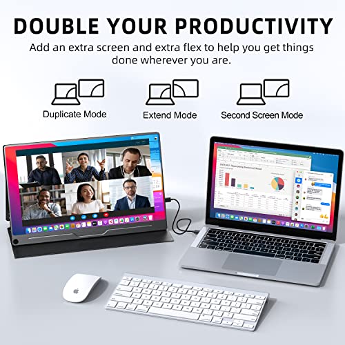 UPERFECT Portable Monitor, 15.6" IPS 1920X1080 FHD Eye Care Travel Screen | USB C, HDMI, Dual Speaker, VESA, Gaming Monitor, External Monitor for Laptop PC Phone w/Case - size: 15.6