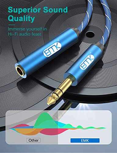 EMK 1/4 inch Extension Cable, 6.35mm 1/4" inch Male to Female Stereo Headphone Guitar Extension Cable Cord, Gold Plated Quarter inch Headphone Extension Cable (1FT/0.3M)