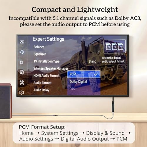 192KHz DAC Optical to RCA Converter,Optical Audio Cable to RCA Male Cable Adapter,Digital to Analog Audio Converter for HDTV, DVD, Set-top Boxes(Unidirectional from O-ptical to RC A Only) Cable -6.6FT - size: 6.6FT