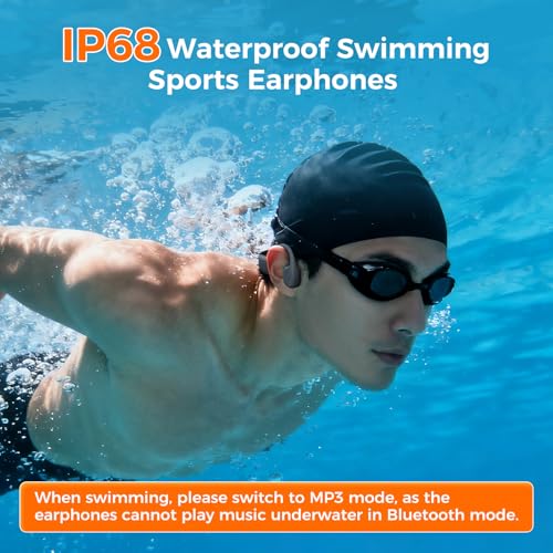 Full-Coverage Liquid Silicone Swimming Headphones,IP68 Waterproof Underwater Headphones, Bluetooth 6.0&MP3 with 32GB Memory Card,Soft/Skin-Comfortable Open Ear Bone Conduction Swim Earbuds