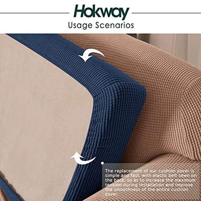 Hokway Stretch Couch Cushion Slipcovers Reversible Cushion Replacement Slipcovers Sofa Cushion Covers(Navy, 2 Pieces) - color: Navy, size: Small (2 Pieces)