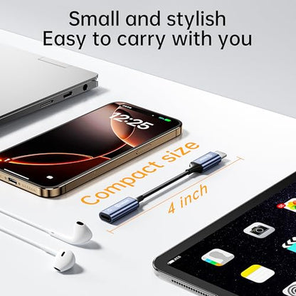USB C to Lightning Audio Adapter, USB Type C Male to Lightning Female Headphone Converter, Compatible with iPhone 16/15 Full Series, iPad Pro, iPad Air 6/5/4,MacBook (usb c to lightning adapter) - size: usb c to lightning adapter
