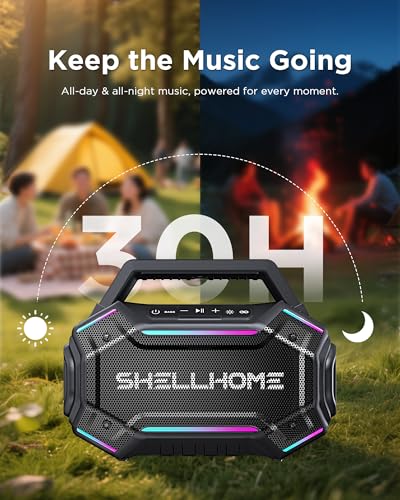 80W Bluetooth Outdoor Speakers, Portable Waterproof Jobsite Speaker | 30H Playtime, RGB Lights, BassUp 2.0, IPX6 Waterproof, TWS, 80W(Peak) Loud, Bluetooth 6.0 - color: Yellow