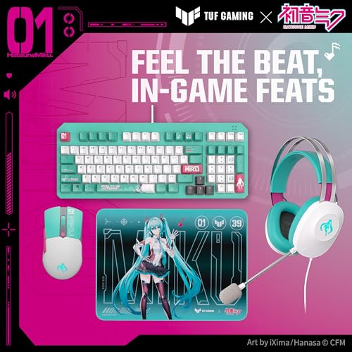 ASUS TUF Gaming H1 Gaming Headset Wired, Discord Certified Mic - Aqua | 40mm Drivers, Virtual 7.1 Surround Sound, TeamSpeak-Certified Mic, Removeable Ear Cushions, for PC, PS5