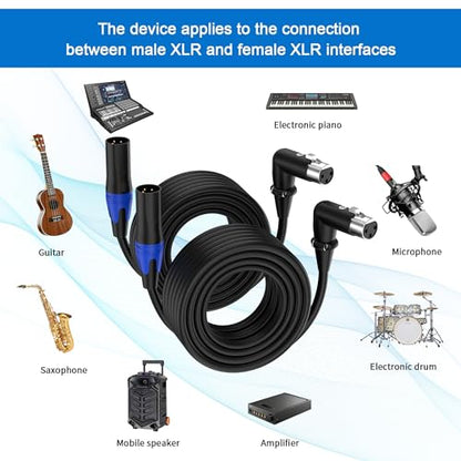 3.3FT 2 Pack XLR Right-Angle Male to Straight Female Microphone Extension Cable, for Powered Speakers,Audio Interface or Mixer for Live Performance & Recording - style: XLR Right-Angle Female to Straight Male 3.3 FT