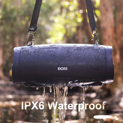 DOSS Extreme Boom Pro D100 Wireless Bluetooth Speaker, IPX6 Waterproof | 140W Peak Loud Sound, Extra Bass, 24H Playtime, Beat-Sync Lights, Power Bank, Portable, Outdoor, Camping, Beach, Yard, Black - color: Black