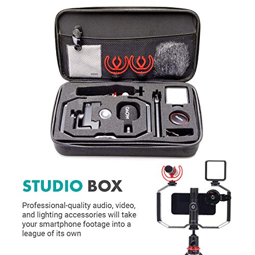 Movo iVlog3 Smartphone Video Bundle VXR10-PRO Directional Microphone, Mini Tripod, LED Camera Light, Wide-Angle Lens - Cell Phone Tripod Stand - External Microphone for iPhone and Android