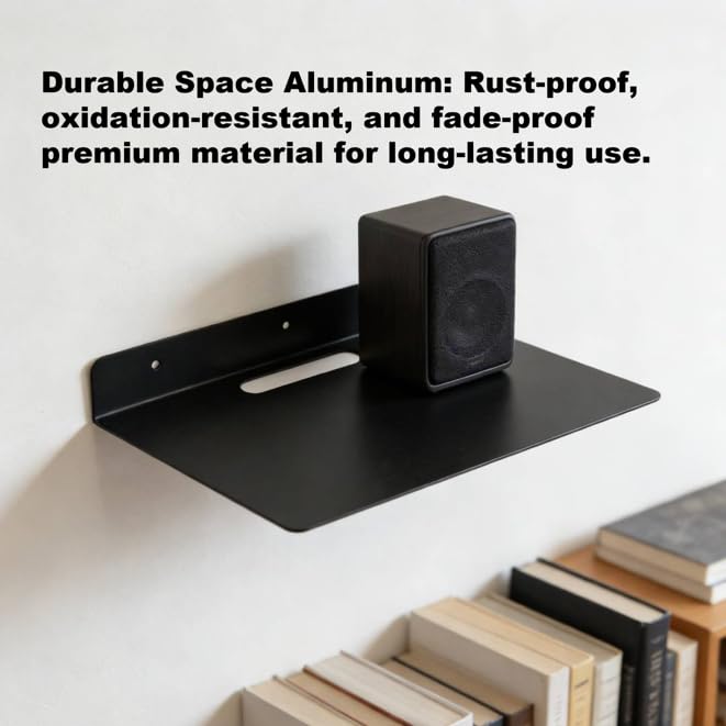 Floating AV Shelf, Space Aluminum Wall Mounted Rack, Projector Small Rack with Expansion Tube