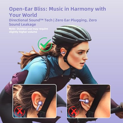 M97 Clip On Earbuds Wireless Bluetooth 6.0, Open Ear Headphones with 50H Battery 10-Min Quick Charge, Featherlight C-Shaped Hook, Secure Fit for Running/Gym, IPX5 Waterproof, Deep Bass(purple) - color: Purple