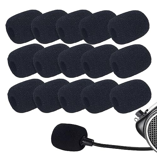Headset Microphone Covers Foam, Lapel Headset Microphone Windscreen Sponge Foam Microphone Windscreen Mini Foam Cover for Variety of Headset Microphone Noise Reduction - 15 pack - size: 15pcs