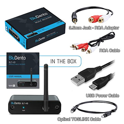 BLT-HD LDAC/aptX 무손실 블루투스 5.4 수신기, TI DAC 포함, 장거리, RCA, 광학