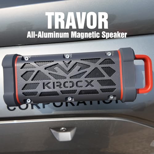 TRAVOR Rugged Magnetic Portable Bluetooth Speaker for Fishing, Beach | All-Aluminum Body Magnetic Mounting for Fishing Boat, 45W Bass Boost for RV Movie Night, 25H Playtime for Camping, Marine Day