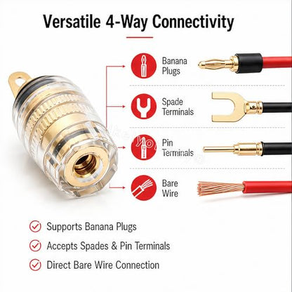 Speaker Binding Post Copper Plug Sockets 4Mm Binding Post Amplifier Speaker Terminal Connector (lkelyonewy®)