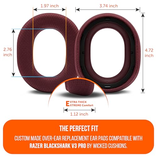 WC Freeze Blackshark V3 Pro – Cooling Gel Earpads Compatible with Razer BlackShark V3 Pro by Wicked Cushions | Enhanced Comfort, Cooling Gel Technology, Extra Thick | Red - color: Red