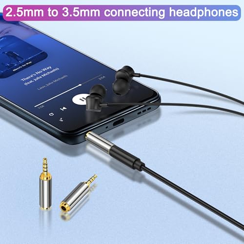2.5mm Male to 3.5mm Female Adapter 2 Pack Gold Plated Jack Stereo Full Metal Connector Converter for Smartphones, Headphone, Mic, Tablets - style: 2.5M