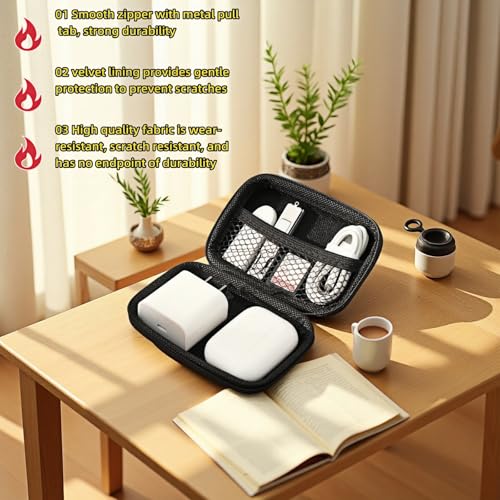 Chinshwehaw Electronic Accessories Organizer Bag: EVA Hard Shell Shockproof, Hard Shell Tech Organizer Case - Water Resistant Travel Storage for Cables Charger Earphones USB SD Card (Rectangle) - style: Rectangle