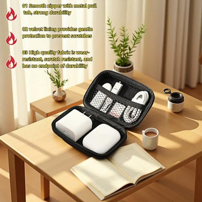 Chinshwehaw Electronic Accessories Organizer Bag: EVA Hard Shell Shockproof, Hard Shell Tech Organizer Case - Water Resistant Travel Storage for Cables Charger Earphones USB SD Card (Rectangle) - style: Rectangle