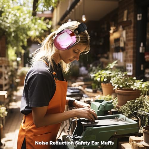 ProCase NRR 28dB Noise Reduction Ear Muffs, Foldable Adjustable Noise Cancelling Headphones - color: 1 - Metalic Pink