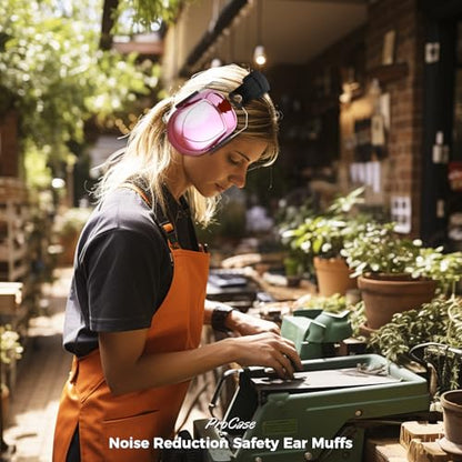 ProCase NRR 28dB Noise Reduction Ear Muffs, Foldable Adjustable Noise Cancelling Headphones - color: 1 - Metalic Pink