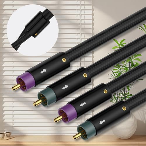 Tertullus RCA Audio Cables OFC Silver Plated Stereo Audio Interconnect Cable with Silver Plated Shielded Braid RCA Male to Male (3.28ft/1M, Black)