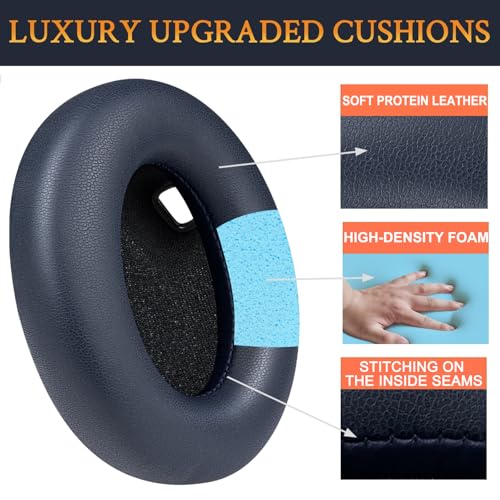 SOULWIT Ear Pads Cushions + Headband, Replacement Kit for Sony WH-1000XM4 (WH1000XM4) Over-Ear Headphones, Replacement Headstrap Pad & Earpads Repair Part - Navy Blue - color: Navy Blue
