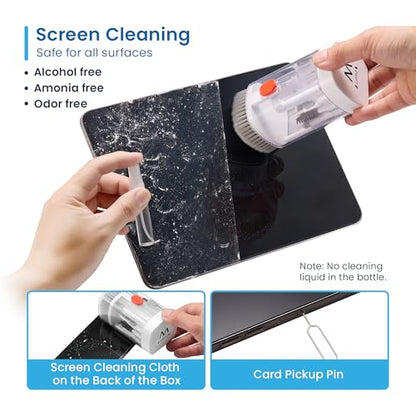 Ewent 21-in-1 Multifunctional Cleaner Kit for Electronic Devices, Cleaning Accessories for Headphones/Earbuds,Keyboards,PC Monitors,Smartphones,Tablets,Cameras and Screens, Cleaning Kit Tools (White)