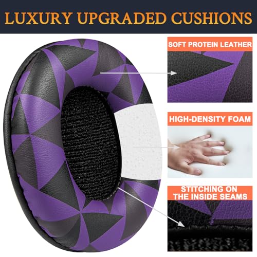SOULWIT Replacement Earpads for Sony MDR-7506 MDR-V6 MDR-V7 MDR-CD900ST Monitor Headphones, Ear Pads Cushions with Softer Protein Leather, High-Density Foam - Purple Black - color: Purple Black