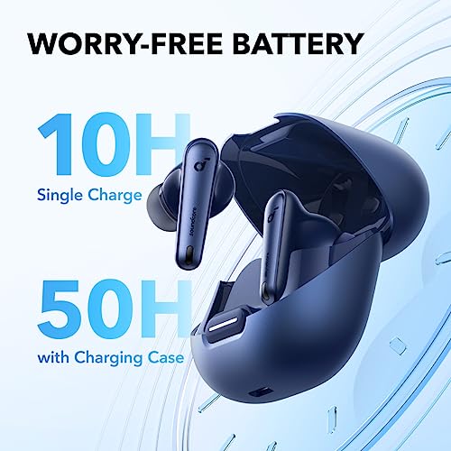 Soundcore by Anker Liberty 4 NC Wireless Earbuds | 98.5% Noise Reduction, Adaptive Noise Cancelling to Environment, Hi-Res Sound, 50H Battery, Wireless Charging, Bluetooth 5.3 - color: Navy Blue
