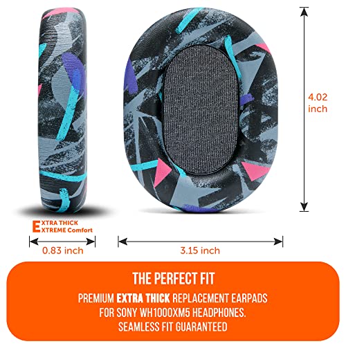 WC PadZ XM5 - Premium Replacement Earpads Compatible with Sony WH-1000XM5 | Made by Wicked Cushions | Soft PU Leather, Extra Thick, Noise-Isolating Memory Foam | 90s Black - color: 90s Black