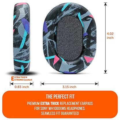 WC PadZ XM5 - Premium Replacement Earpads Compatible with Sony WH-1000XM5 | Made by Wicked Cushions | Soft PU Leather, Extra Thick, Noise-Isolating Memory Foam | 90s Black - color: 90s Black