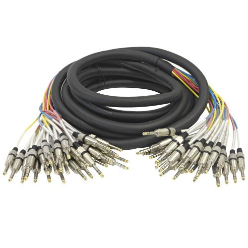Seismic Audio - SASRT-24x25-24 Channel 1/4" TRS Snake Cable - 25 Feet Long - Serviceable Ends - Pro Audio Effects Snake for Live Live, Recording, Studios, and Gigs - Patch, Amp, Mixer, Audio - size: 25 Foot - 24 Channel