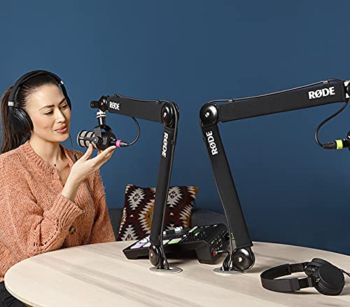 Rode PSA1+ Pro Studio Boomarm for Podcasting and Streaming with Rode Procaster Broadcast Dynamic Vocal Microphone, Professional Grade XLR Cable and StreamEye Polishing Cloth