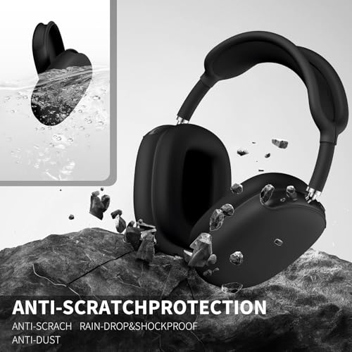 Maxjoy AirPods Max Case, Soft Silicone Ear Cups Cover, Ear Pad Case, Headband Cover, Anti-Scratch Protective Accessories for Apple AirPods Max Headphones, Black - color: Black