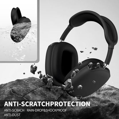 Maxjoy AirPods Max Case, Soft Silicone Ear Cups Cover, Ear Pad Case, Headband Cover, Anti-Scratch Protective Accessories for Apple AirPods Max Headphones, Black - color: Black
