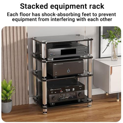 Tempered Glass HiFi Audio Rack Stand, Anti-Vibration Amplifier Shelf(White,1-Layer) - color: White, size: 1-layer